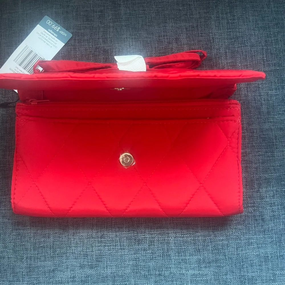 NWT Vera Bradley Quilted Goji Berry Red Wallet Crossbody.  Ultralight fabric.